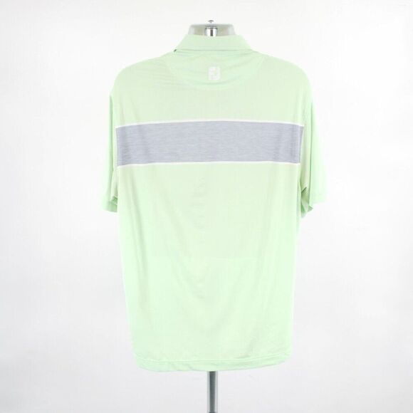 FJ Large Footjoy Lime Green‎ Gray Color Block Polo Shirt Short Sleeve - Picture 7 of 10